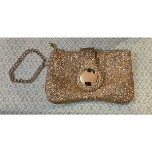 Bakers Clutch Wristlet/Purse. Gold Glitter Finish